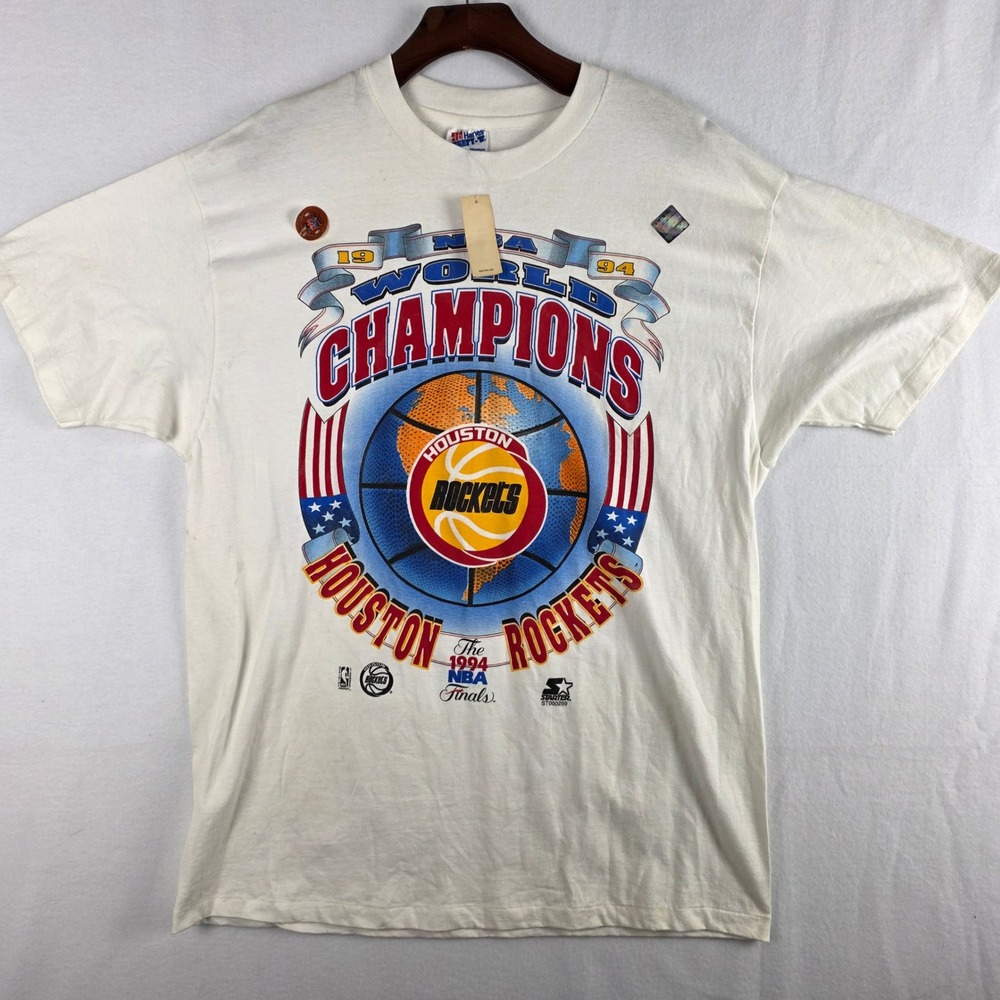 Vintage Hanes Beefy-T 1994 Houston Rockets NBA Champions Graphic Tee White XL